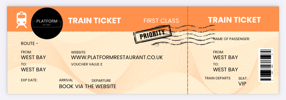 Gift Voucher Luxury Train Ticket (postal)