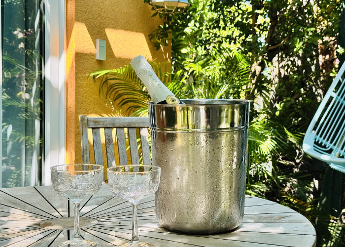 Bottle of Champagne in casita upon arrival